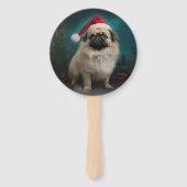 Pekingese Hond in Sneeuw Kerstmis Handwaaier (Voorkant)