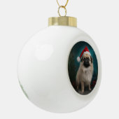 Pekingese Hond in Sneeuw Kerstmis Keramische Bal Ornament (Links)