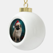 Pekingese Hond in Sneeuw Kerstmis Keramische Bal Ornament (Rechts)