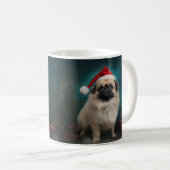 Pekingese Hond in Sneeuw Kerstmis Koffiemok (Voorkant rechts)