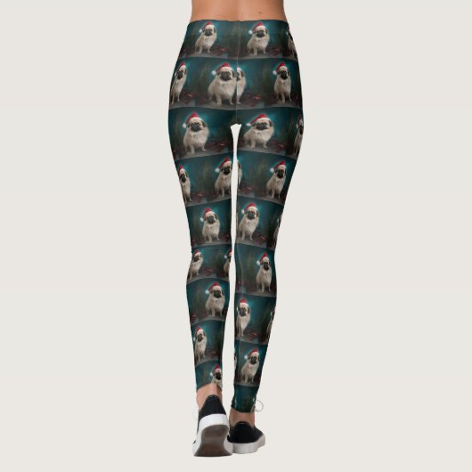 Pekingese Hond in Sneeuw Kerstmis Leggings (Achterkant)