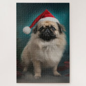 Pekingese Hond in Sneeuw Kerstmis Legpuzzel (Verticaal)
