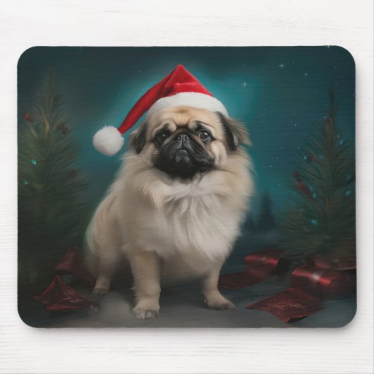 Pekingese Hond in Sneeuw Kerstmis Muismat (Voorkant)