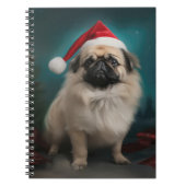 Pekingese Hond in Sneeuw Kerstmis Notitieboek (Voorkant)