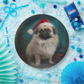 Pekingese Hond in Sneeuw Kerstmis Papieren Bordje (Feest)