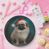 Pekingese Hond in Sneeuw Kerstmis Papieren Bordje (Feest)