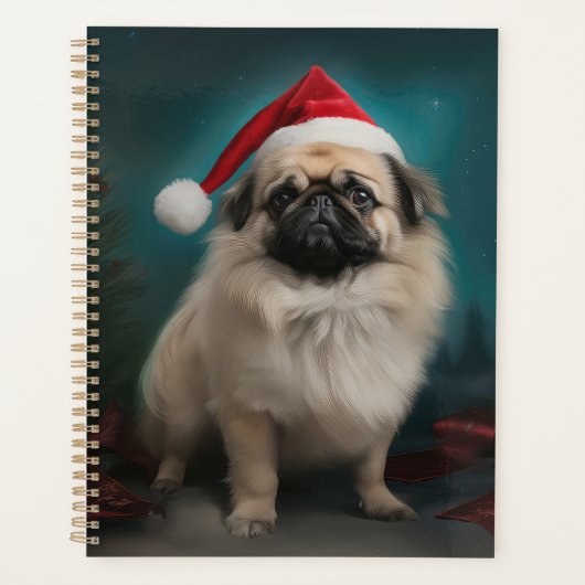 Pekingese Hond in Sneeuw Kerstmis Planner (Voorkant)