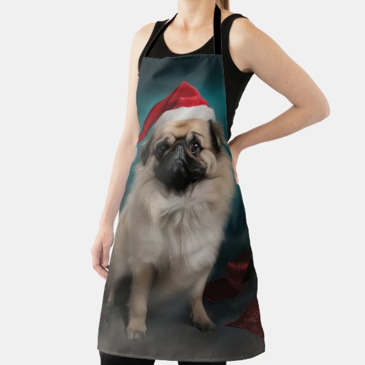 Pekingese Hond in Sneeuw Kerstmis Schort (Insitu)