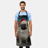 Pekingese Hond in Sneeuw Kerstmis Schort (Gedragen)