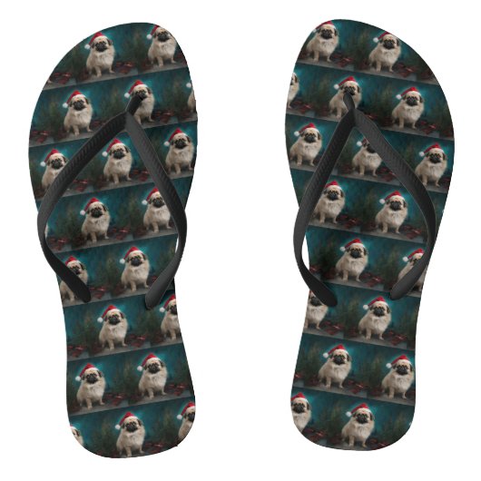 Pekingese Hond in Sneeuw Kerstmis Teenslippers (Voetbed)