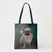 Pekingese Hond in Sneeuw Kerstmis Tote Bag (Voorkant)