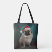 Pekingese Hond in Sneeuw Kerstmis Tote Bag (Achterkant)