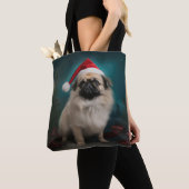Pekingese Hond in Sneeuw Kerstmis Tote Bag (Dichtbij)