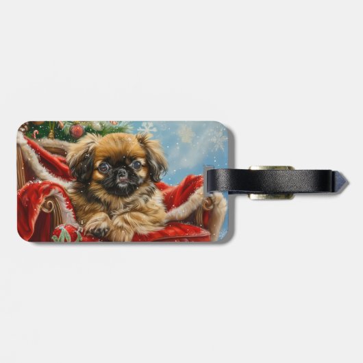 Pekingese Hond Kerstfeest Bagagelabel (Achterkant horizontaal)