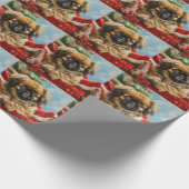 Pekingese Hond Kerstfeest Cadeaupapier (Hoek)