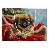 Pekingese Hond Kerstfeest Groot Cadeauzakje (Achterkant)