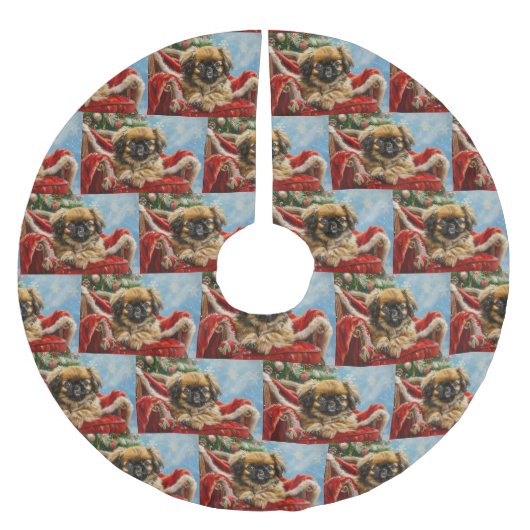 Pekingese Hond Kerstfeest Kerstboom Rok (Voorkant)