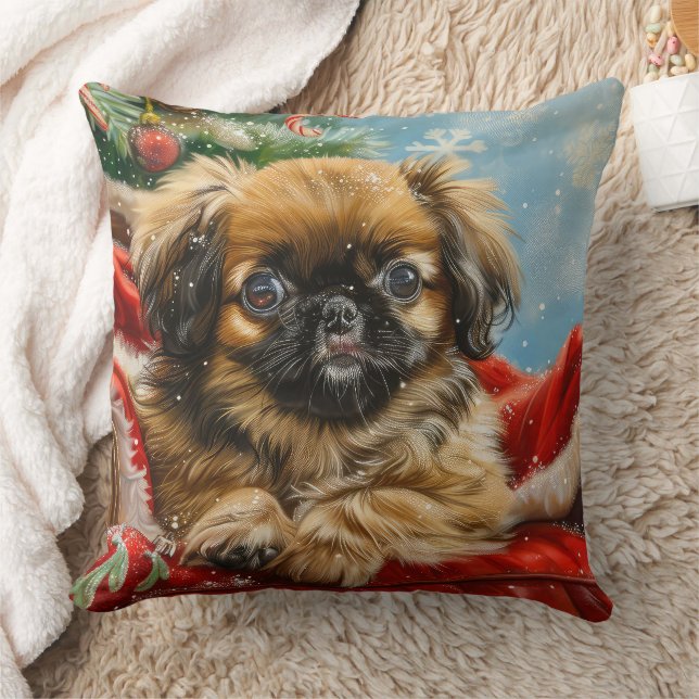 Pekingese Hond Kerstfeest Kussen (Deken)
