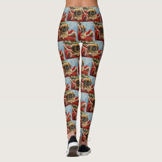Pekingese Hond Kerstfeest Leggings (Achterkant)