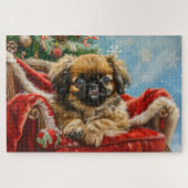 Pekingese Hond Kerstfeest Legpuzzel (Horizontaal)