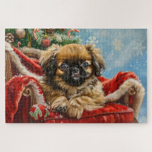 Pekingese Hond Kerstfeest Legpuzzel (Horizontaal)