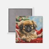 Pekingese Hond Kerstfeest Magneet (Voorkant / Achterkant)