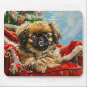 Pekingese Hond Kerstfeest Muismat (Voorkant)