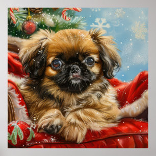 Pekingese Hond Kerstfeest Poster