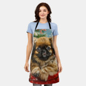 Pekingese Hond Kerstfeest Schort (Gedragen)