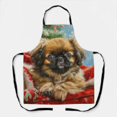 Pekingese Hond Kerstfeest Schort (Voorkant)