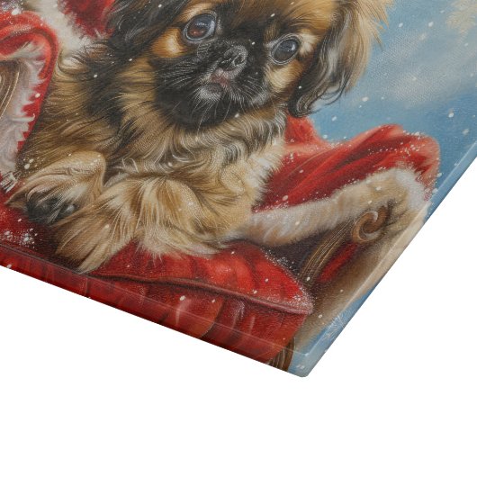 Pekingese Hond Kerstfeest Snijplank (Hoek)