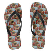 Pekingese Hond Kerstfeest Teenslippers (Voetbed)