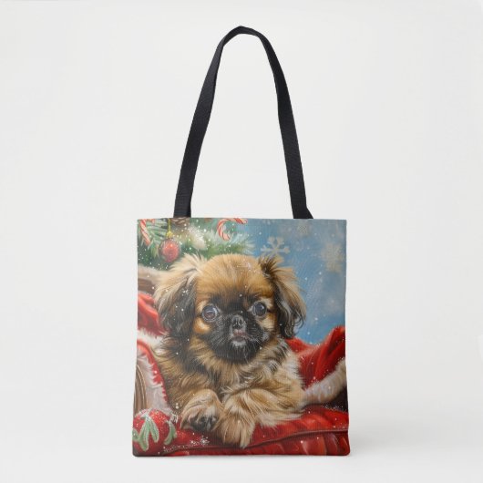 Pekingese Hond Kerstfeest Tote Bag (Voorkant)