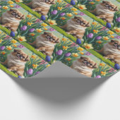 Pekingese hond lente bloemen schilderen cadeaupapier (Hoek)