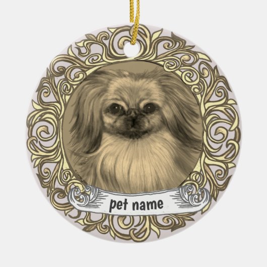 Pekingese hond liefdevolle herinnering ornament (Voorkant)