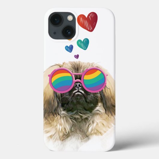 Pekingese hond met harten Valentijnsdag Case-Mate iPhone Case (Achterkant)