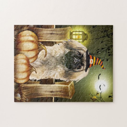 Pekingese Hond met Heks Pet Legpuzzel (Horizontaal)