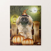 Pekingese Hond met Heks Pet Legpuzzel (Verticaal)