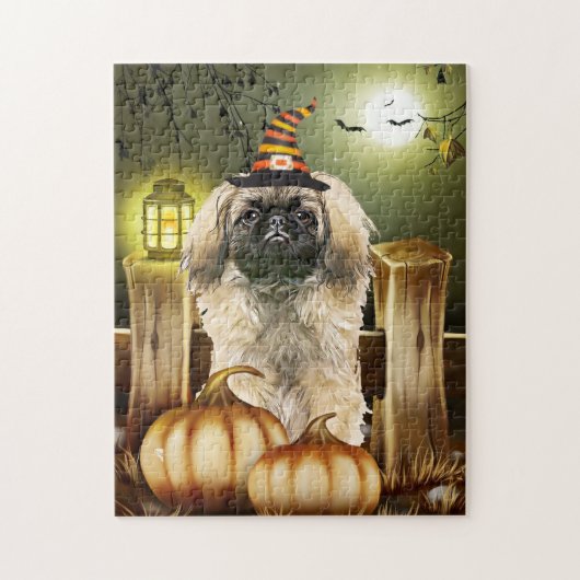 Pekingese Hond met Heks Pet Legpuzzel (Verticaal)