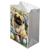 Pekingese Hond met Paaseieren Vakantie Medium Cadeauzakje (Voorkant Gekanteld)