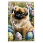 Pekingese Hond met Paaseieren Vakantie Medium Cadeauzakje (Voorkant)