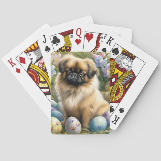 Pekingese Hond met Paaseieren Vakantie Pokerkaarten (Achterkant)