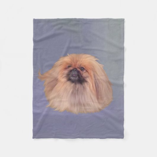 Pekingese Hond op Blauwe Fleece Deken (Voorkant)