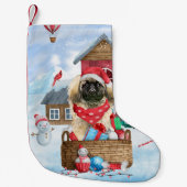 Pekingese hond op sneeuwkerst kleine kerstsok (Voorkant)