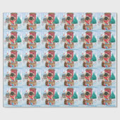 Pekingese hond op sneeuwkerstmis cadeaupapier (Vlak)