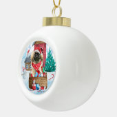 Pekingese hond op sneeuwkerstmis keramische bal ornament (Rechts)