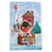 Pekingese hond op sneeuwkerstmis medium cadeauzakje (Voorkant)