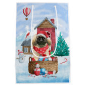 Pekingese hond op sneeuwkerstmis medium cadeauzakje (Achterkant)