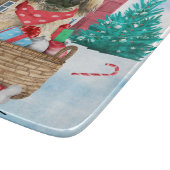 Pekingese hond op sneeuwkerstmis snijplank (Hoek)