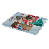 Pekingese hond op sneeuwkerstmis snijplank (Hoek)